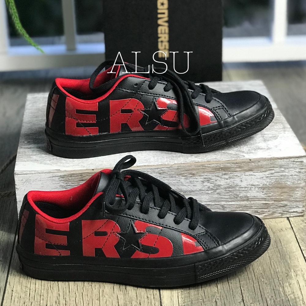 Converse One Star⭐️OX  Black Red Leather W AUTHENT - Picture 6 of 8